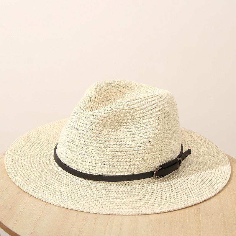 JYL TS DIY Panama Straw Hat White Belt Decor Sun Protection Woven Straw