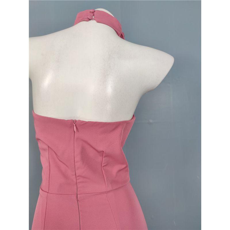 Export Single Stylish Beautiful All-Match Halterneck V-neck New Sheath Fish Tail Figure Flattering Trailing Fashion Socialite Dress