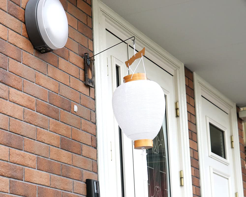 Bon Festival Lantern No. 30, Aikyoku Masu White Pattern, Gifu Lantern with LED Candlelight, for First Bon Festival, 49cm high x 28cm wide (fire box