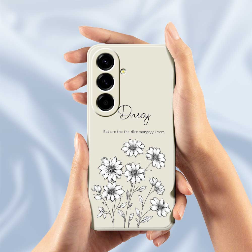 For Samsung Galaxy A56 5G Case Sketch Flowers Pattern Printing Straight Edge TPU Phone Back Cover