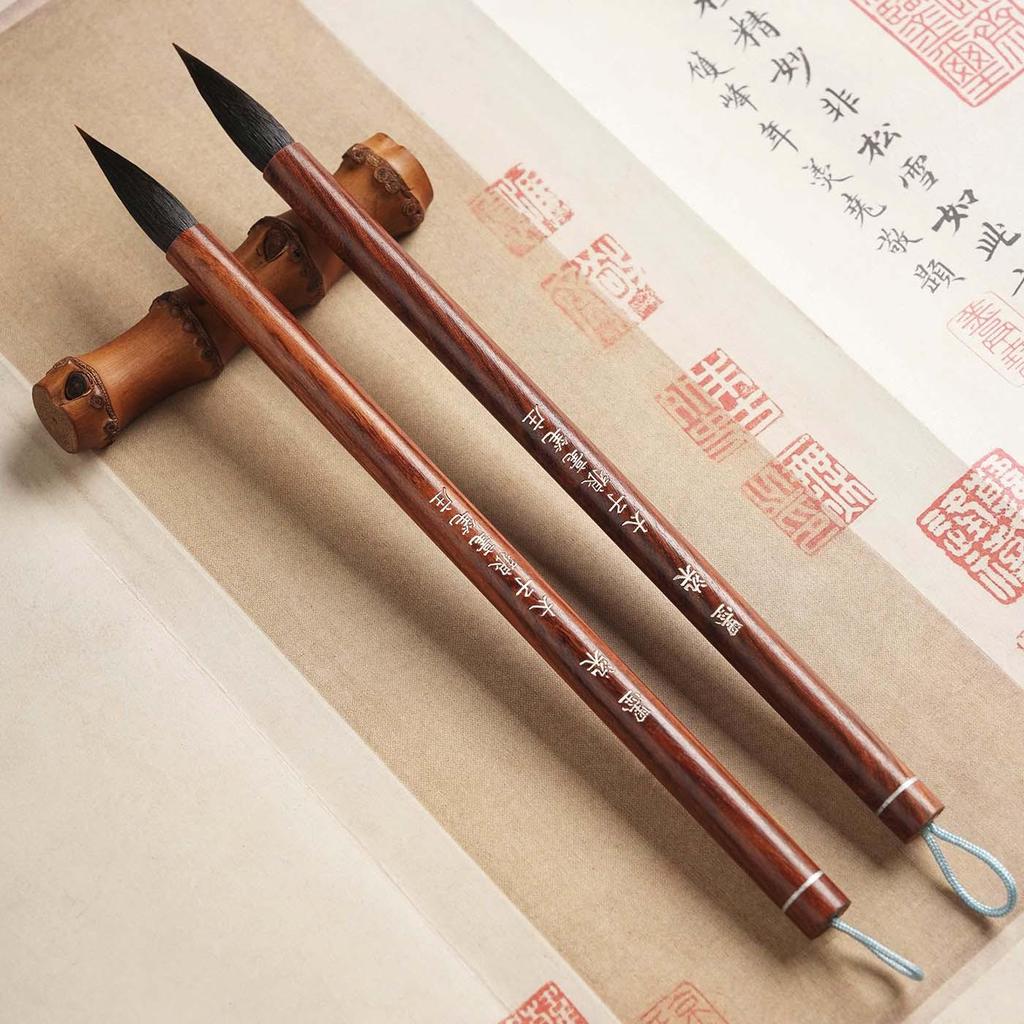 Ink-Dyed Purple Wolf Hair Calligraphy Brush for Beginners - Small Running Script & Medium Regular Script