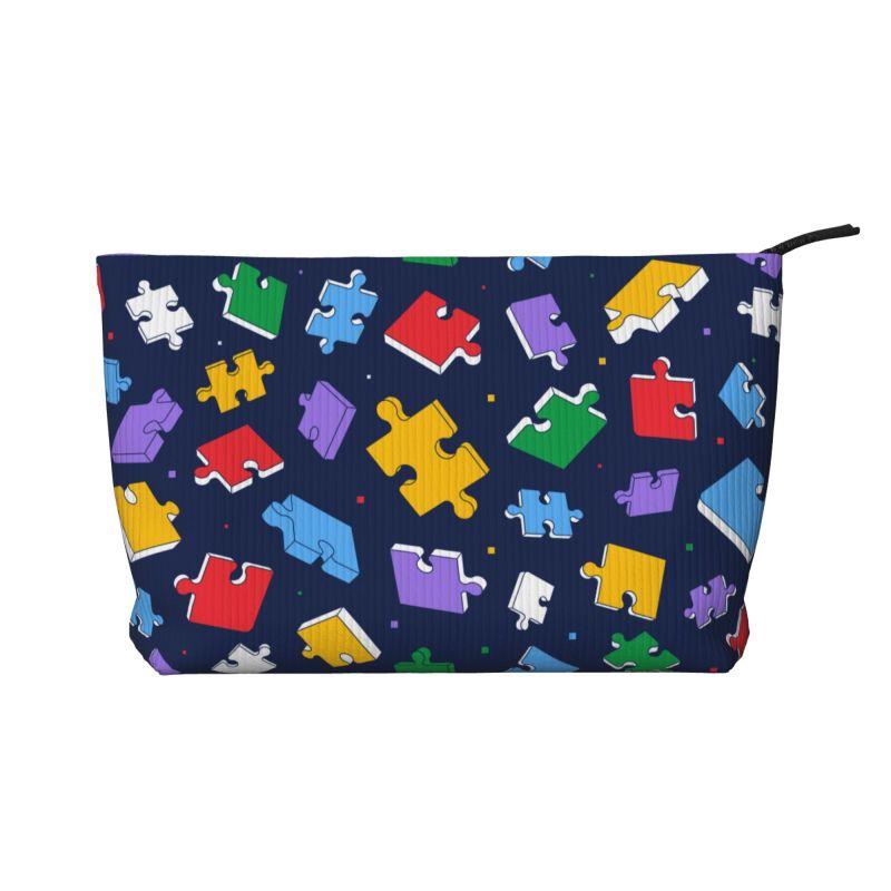 

Autism Awareness Colorful Puzzle Pieces Toiletry Bag Women Travel Cosmetic Makeup Organizer Lady Portable Storage Dopp Kit Case