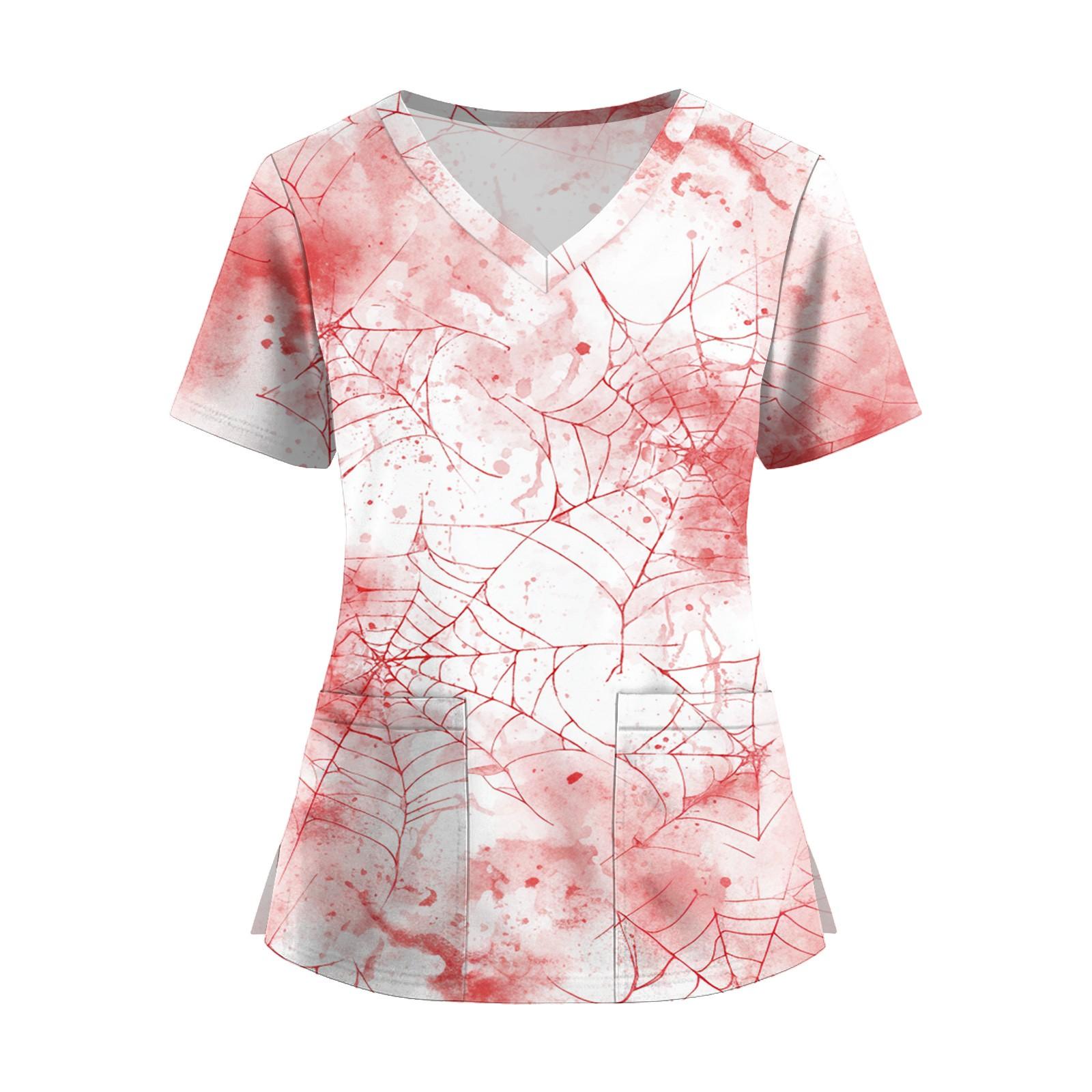 

Женская мода V-образный вырез короткий рукав комбинезон с карманами принт топы одежда XL розовый