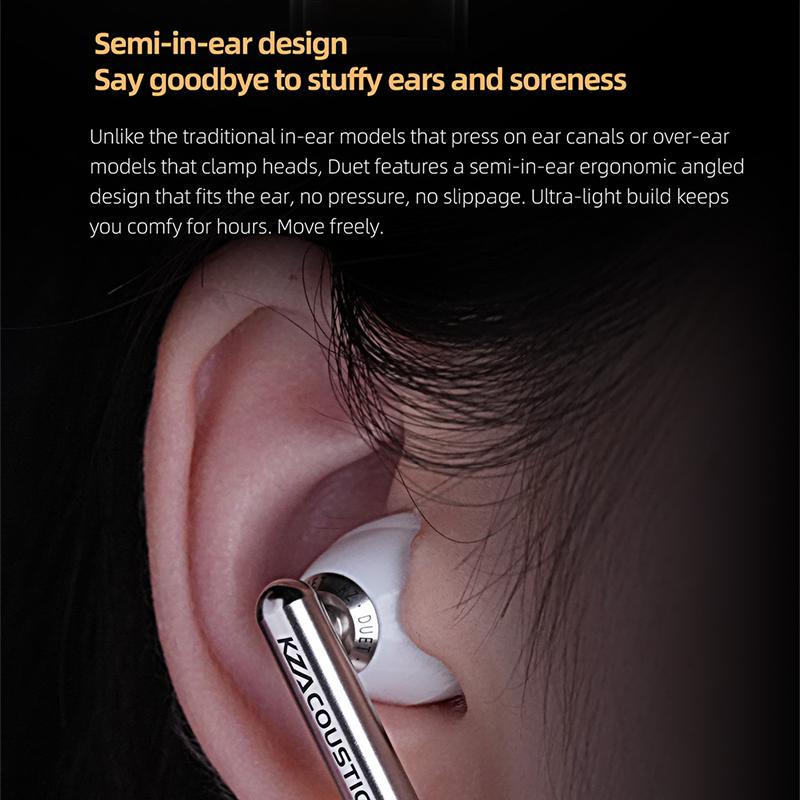 KZ Duet Quad Core Dual Dynamic Drivers Hi-Fi Earphones 3.5mm/Type C In-Ear Wired Headset For Music Stereo High-Fidelity Sound With MIC