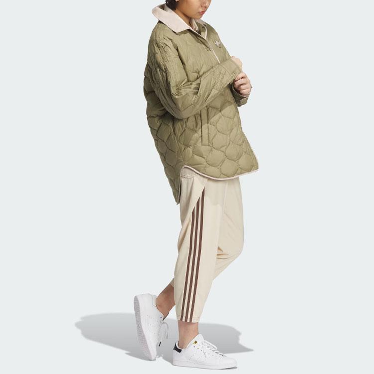 Adidas Originals Color Block Logo Sports Warm Down Jacket Women Jacket Green IN0980