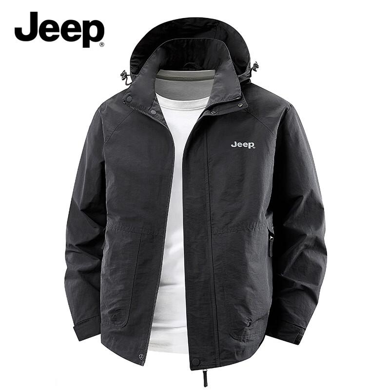 Jeep Men s Loose Fit Hooded Casual Jacket 2XL чёрный