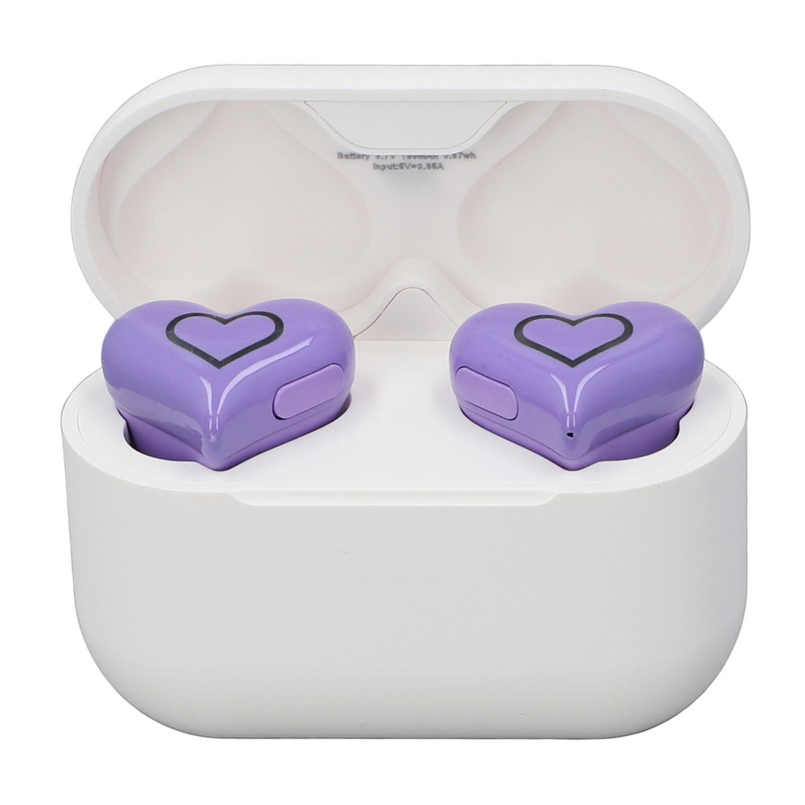 

Беспроводные наушники в форме сердца, симпатичные, стильные, со стереозвуком HIFI, встроенным микрофоном, Bluetooth 5.3, беспроводные фиолетовый