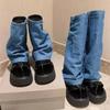 Tongs sexy sandales bottes Denim bleu plate-forme chaussette bottes femmes Style Rome chaussures plates noir blanc