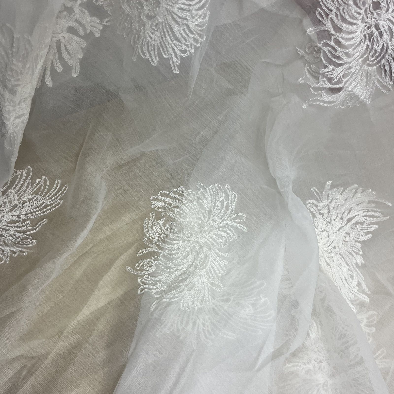 

Anti-wrinkle floral print pattern bubble yarn fabric suitable for wedding dresses formal gowns and designer clothing fabrics 1.4M&1M белый