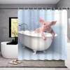 4st söta grismönster vattentät duschdraperiset med 12 krokar och halkfri badrumsmatta - komplett badrumsinredning