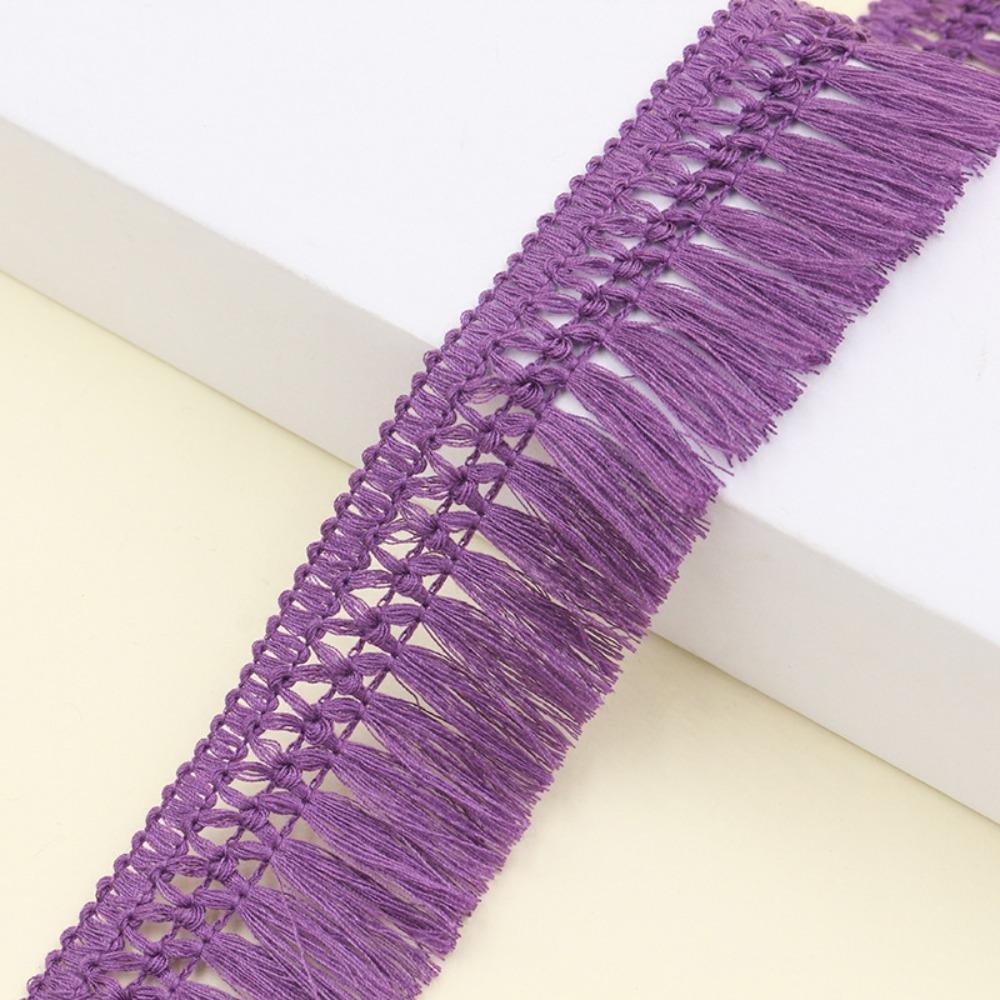 25m Length 4cm Width Cotton Lace Fabric Trim DIY Craft Cross Hollow Out Tassel Trim Clothing Decor Fringe Trim for dress