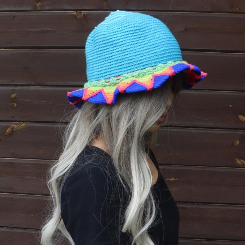 Crochet Fishing Hat Sunflower Bonnet Hat Women Photography Hat Beach Bucket Sun Hat Beachwear Spring Fishing Travel Hat