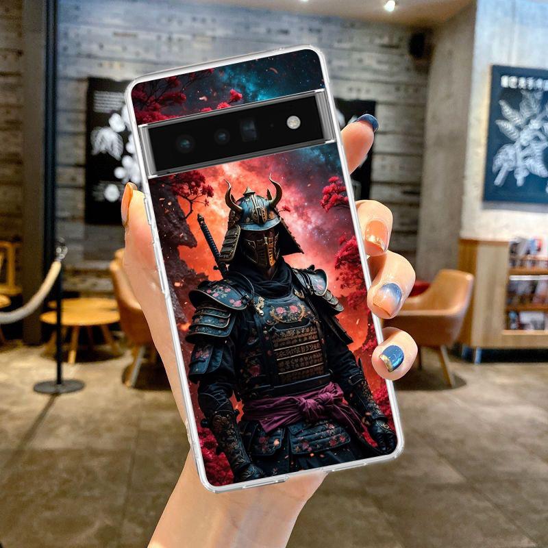 Phone Case For Google Pixel 9 8 7 6 9A 8A 7A 6A 5 4 5A 4A 3A Pro XL Soft Clear TPU Transparent Cover Japanese Samurai Art