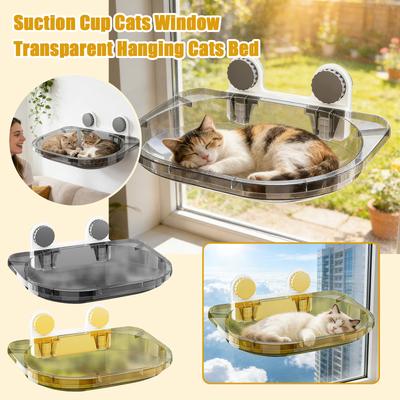 Transparent Hanging Cat Bed Window Mounted Pet Resting Platform Suction Cup Attached Cat Hammock for Indoor Cats