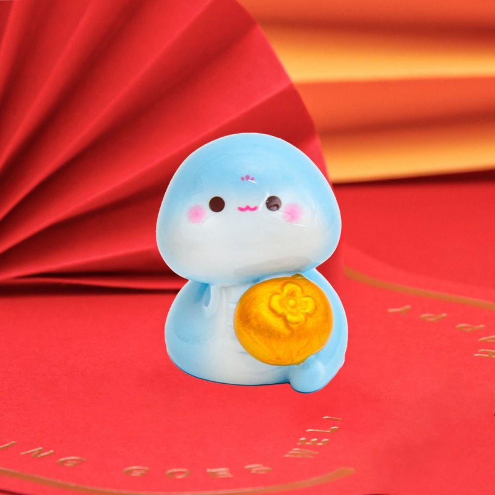 Cartoon Mini Snake Ornaments Resin Lucky Snake Figurine  For Home Decorations