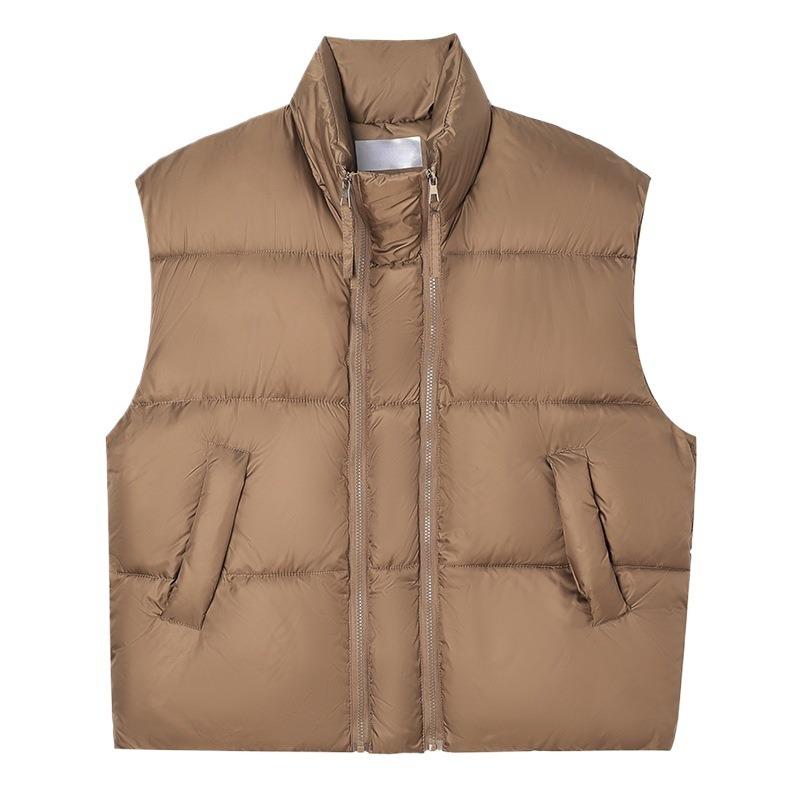 Autumn and Winter Down Cotton Vest Women's Short Loose Stand-up Collar Cotton Vest Thermal Vest Outer Wear Straight