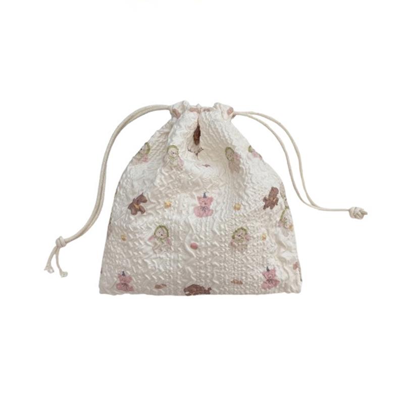 1PC Drawstring Sundry Storage Bag Cartoon Drawstring Bag Bear Multi-Functional Cloth Bag Dustproof Portable Organiser Multi-Style