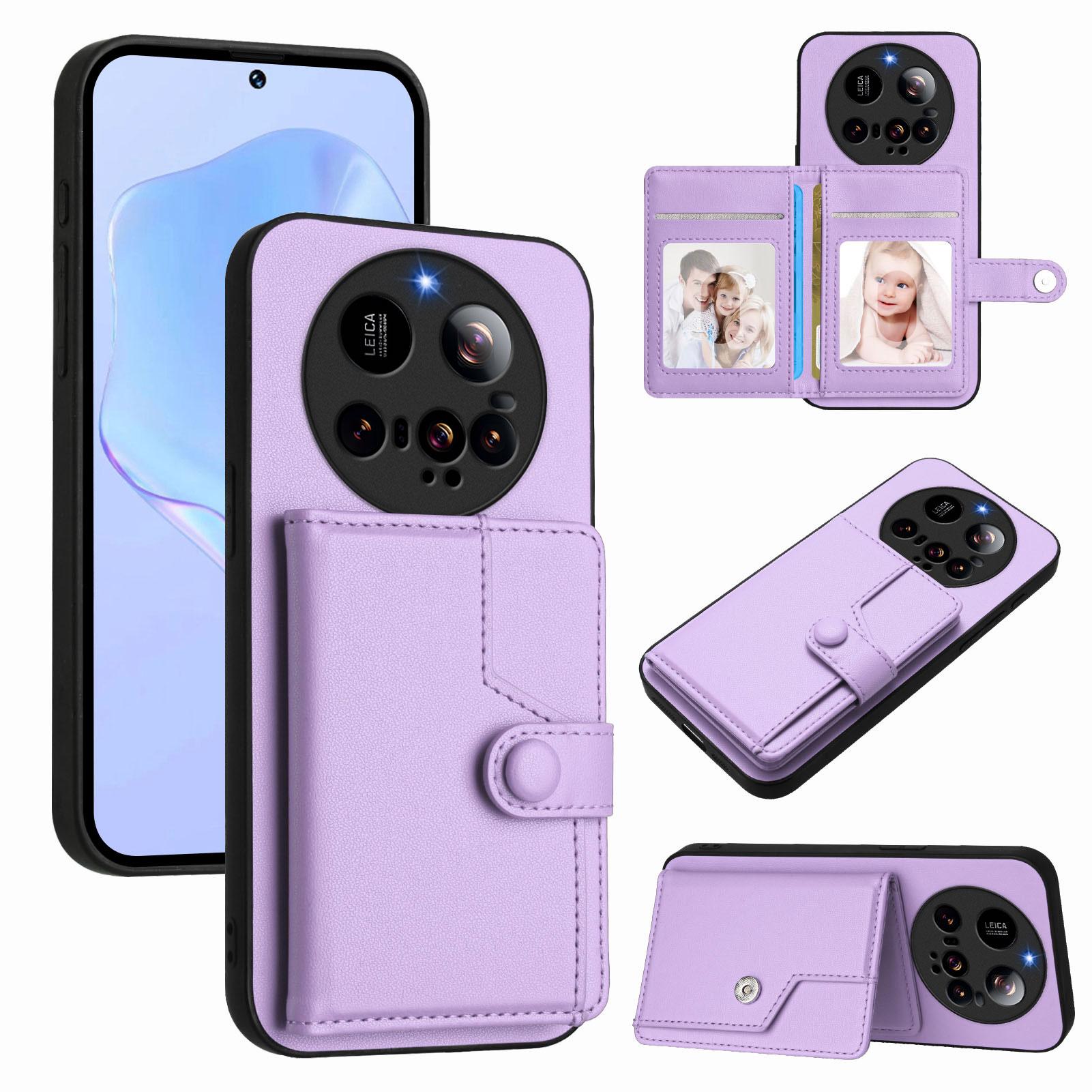 

For Xiaomi 15 Ultra Case RFID Blocking Card Holder Kickstand TPU+PU Leather Phone Back Cover Purple