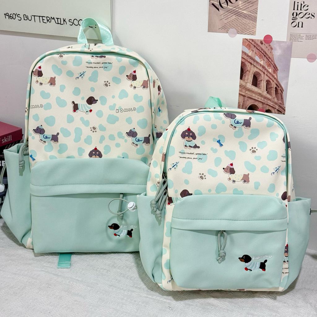 Schoolbag Lightweight Casual Backpack Cow Pattern Simple Going Out Cartoon Dog School Bag Female Student Cute Large Capacity Backpack