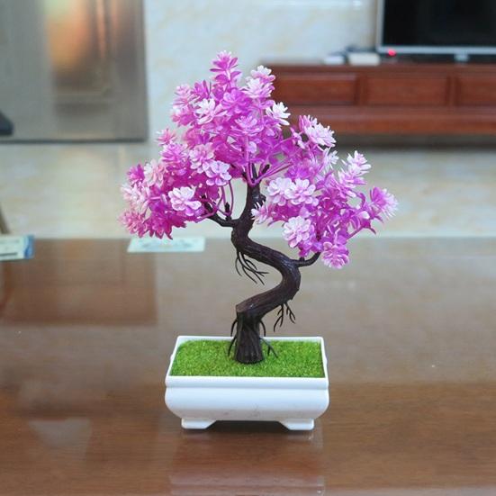 Artificial Bonsai Tree Indoor Small Fake Plants with Resin Pot for Home Office Desk Shelf Bathroom Bedroom Living Room Decoration
