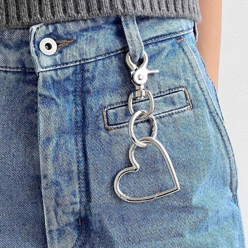 Heart/Circular Ring Shaped Keychain Polished Finish Alloy Keyring Accessory Fashionable Bag Charm Backpack Decoration