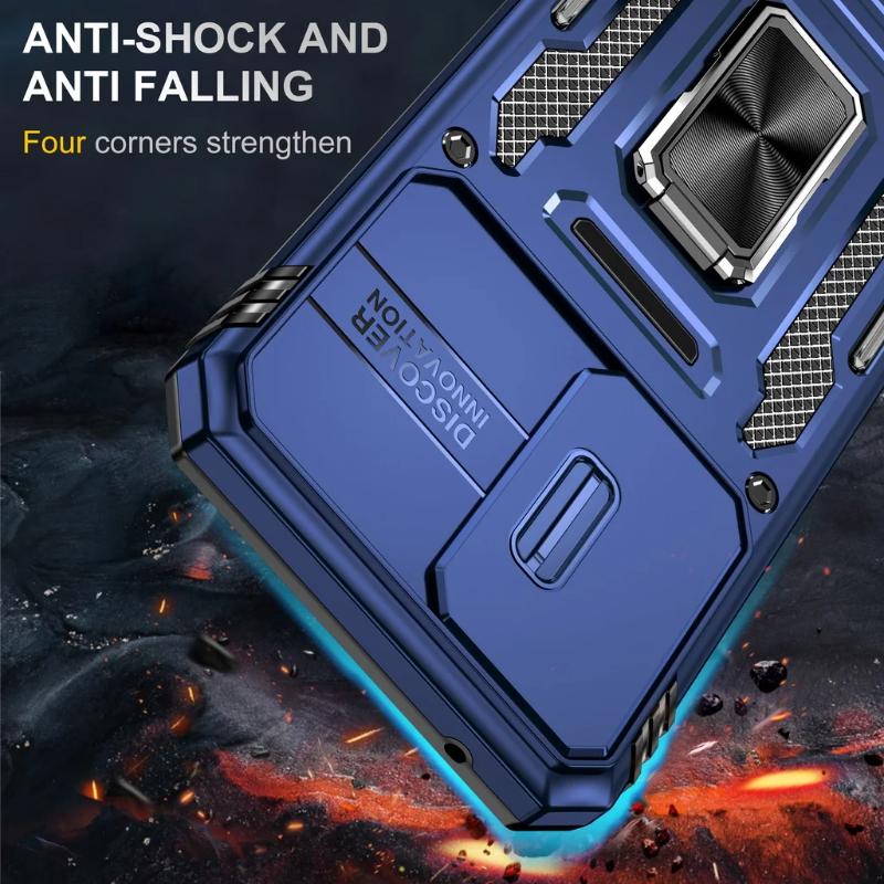 Shockproof Armor Phone Case For Samsung Galaxy A56 A36 A26 A16 A55 A35 A25 A73 Slid Camera Protect Magnetic Hybrid Ring Cover