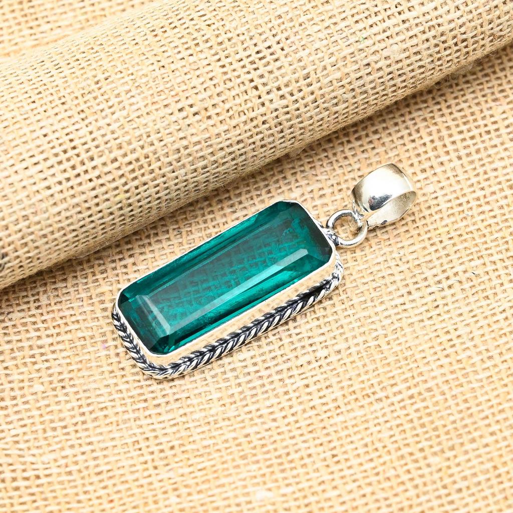 Indicolite Gemstone Handmade 925 Solid Sterling Silver Pendant Jewelry For Women
