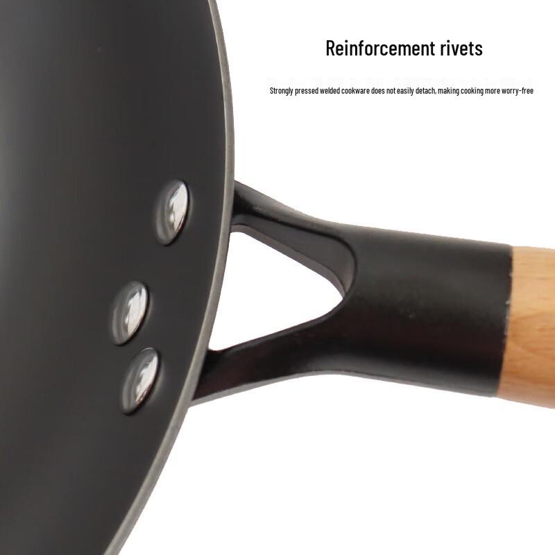 Lufenglai Cast Iron Wok with Solid Wood Handle
