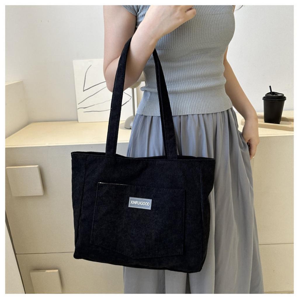 Velkokapacitní taška tote, Dámská módní manšestrová taška přes rameno, Taška do podpaží ve stylu lesa, Kabelka