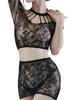 Nachtwäsche: Sexy Netz Damen Transparenter Bodystocking mit offenem Schritt Versuchungsset