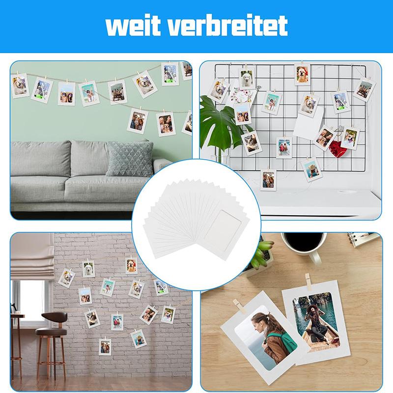 30Pcs Combination Paper Frame Set 4x6 Inch Cardboard Picture Frames with 30 Wooden Clips and 3 Hemp Ropes Home Decoration Craft