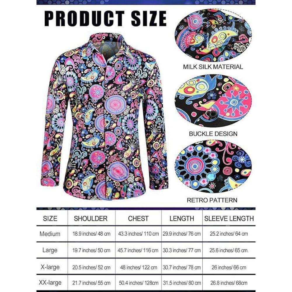 Men's Stage Performance Disco Set - 70s Retro Floral Shirt High-Waisted Bell Bottoms