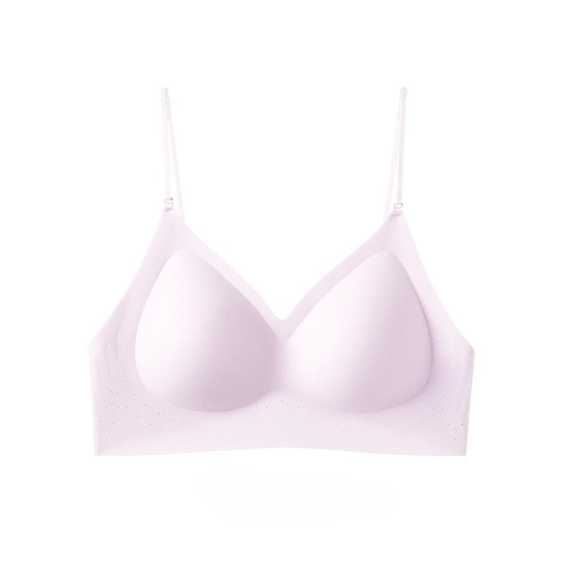Breathable Seamless Beautiful Back Bra, Fixed Cup Push Up Anti-Sagging Side Support Wireless Back Closure Comfortable Lingerie
