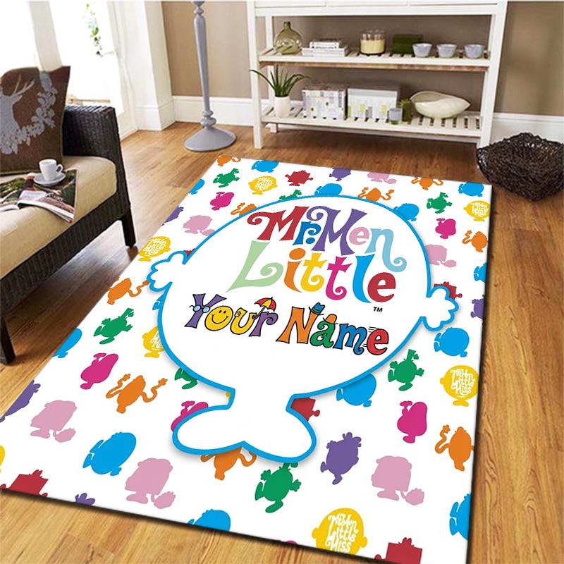 Mr Men Adventure Custom Name Carpet Rug For Living Room Bedroom Home Sofa Decoration Kids Play Nonslip Floor Mat