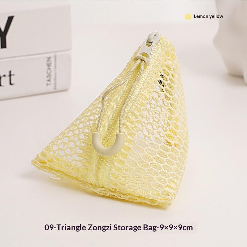 Triangular Mesh Bag Lipstick Jewelry Cosmetic Bag Portable Rope Design Mini Coin Purse Dopamine Color Candy Color Storage Bag