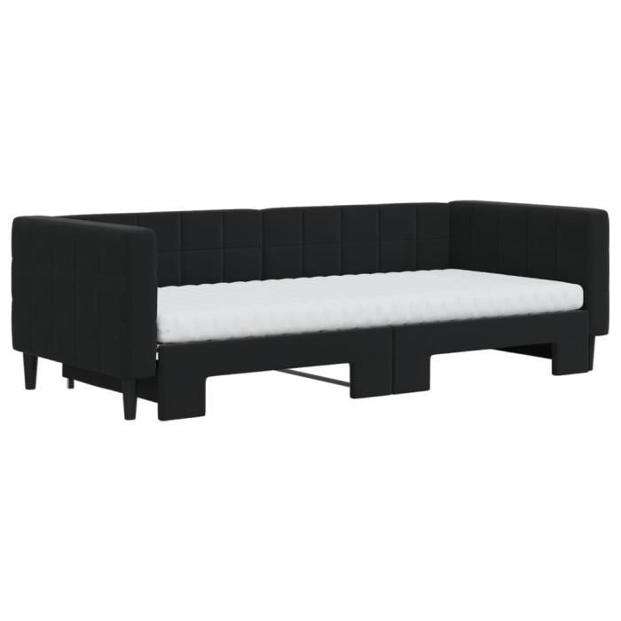 VidaXL Daybed with Trundle and Mattress Black 90x200 Cm Velvet 3196719