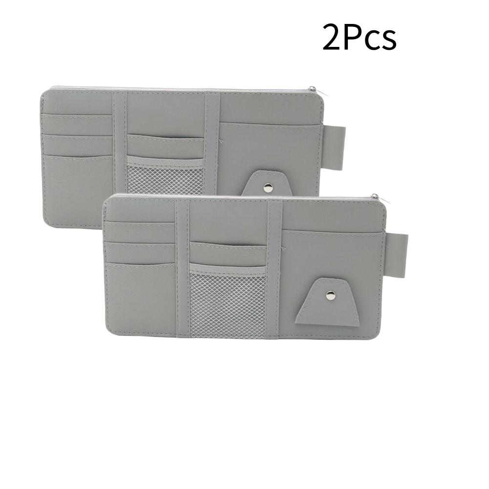 Car Sun Visor Clip Organizer Auto Interior Accessories Storage Pocket Pouch PU Leather Cards Receipts Pouch Black/Grey/Beige