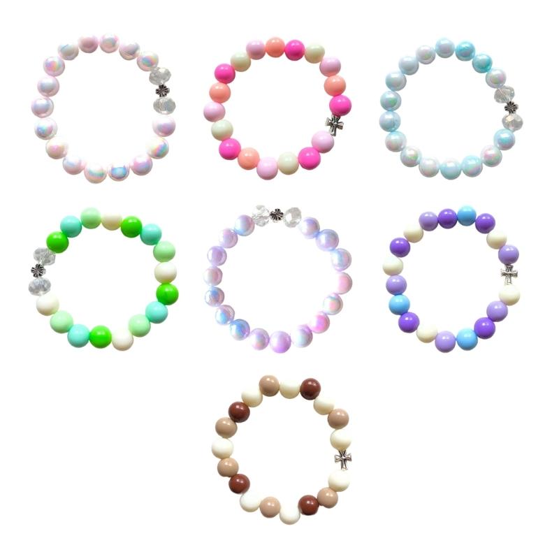 Unisex Handchain Meditation Bead Bracelet Smooth Round Beads Wristband Adjustable Size Bangles Accessory for Men Women