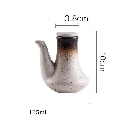 Japanischer Stil Keramik Retro Schwarzer Sojasaucen-Topf Kleiner Essigtopf mit Deckel Saucen-Gefäß Flasche Tafelgeschirr