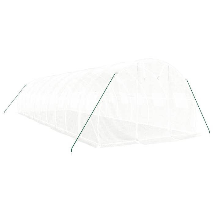 VidaXL Serre avec cadre en acier blanc 30 m² 10x3x2 m, polytunnel, serre à cadre froid, serre pour tomate, serre de jardin, 3188053