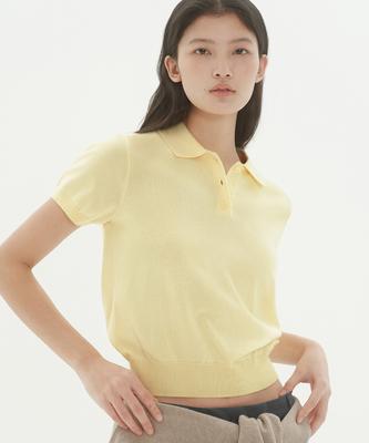 MUSINSA STANDARD WOMAN Women'S Washable Supima Cotton Knitted Polo Shirt [Lemon]