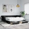 VidaXL Daybed with Trundle and Drawers Black 90x200 Cm Faux Leather 3197735