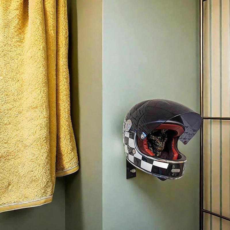 Držák na motocyklovou helmu Lebka - Nástěnný stojan pro uložení helem, bund, čepic, baseballových a ragbyových helem, pryskyřičný design