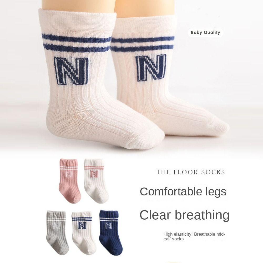 

Letter Printed Boneless Baby Socks Breathable Mid Length Socks Fashion Socks Toddler