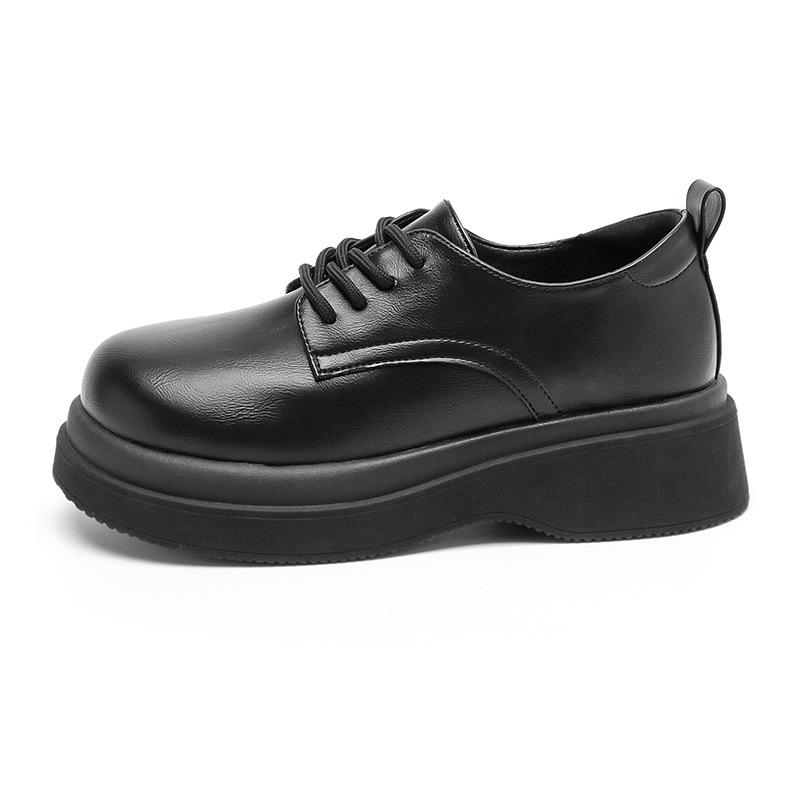 Augustine platform loafers women's autumn 2025 new British style lace-up small leather shoes retro single shoes trend