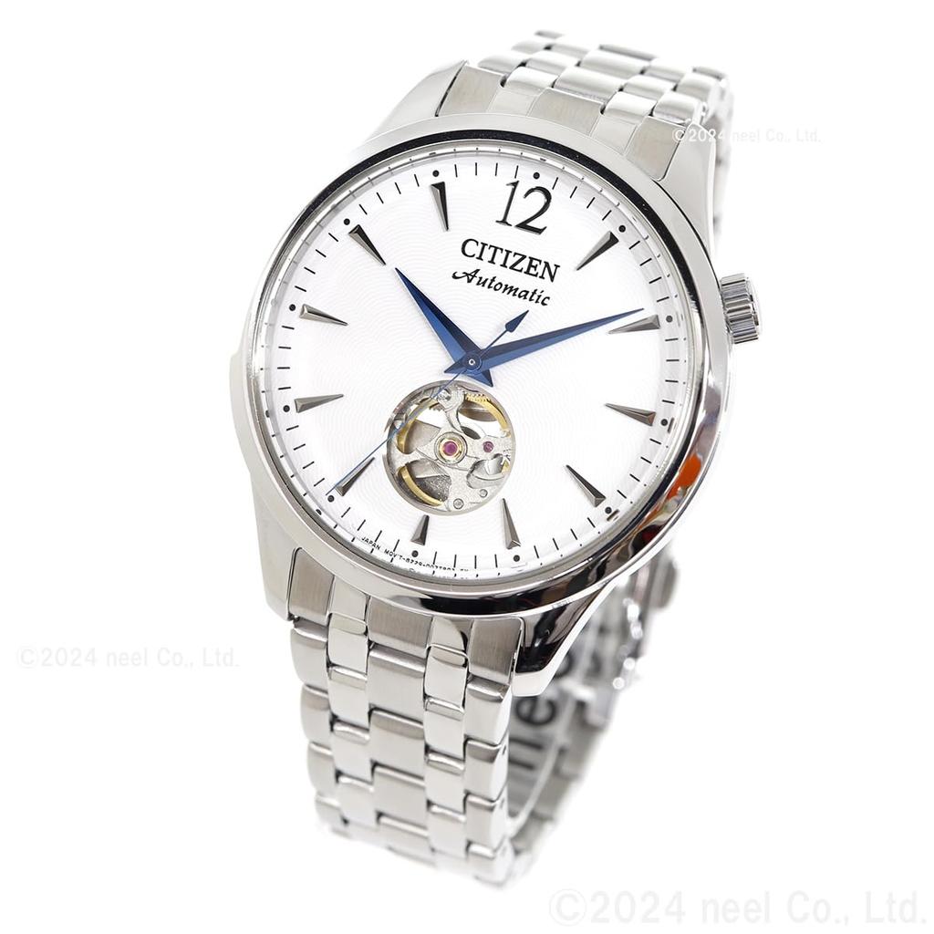 Citizen Automatic Open Heart Silver NH9131-73A Men's Watch, Design, See-Through Back, Waterproof, White,