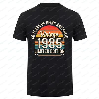 1985 Year Vintage Cotton T Shirt Retro 80s Style Short Sleeve Classic Casual Oneck Tee Unisex for Men Women 40th Birthday Gift