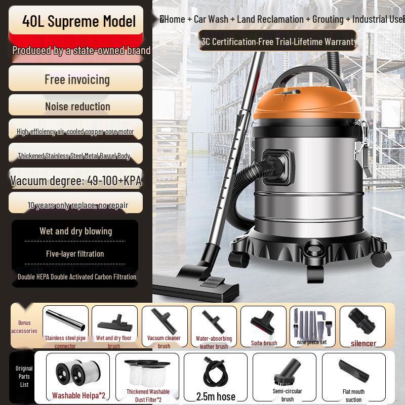 High-Power Industrial Vacuum Cleaner for Home, Car, and Small-Scale Cleaning