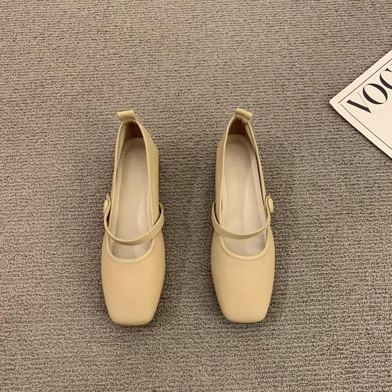 Summer Mary Jane women's shoes 2025 new thick heel soft sole comfortable square head grandma shoes French temperament small single shoes