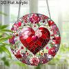 Acrylic Heart & Roses Suncatcher, Stained Glass Effect Window Hanging Ornament for Love & Valentine's Day Lover Gifts